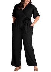 Kiyonna Plus Size Charisma Crepe Jumpsuit - Nouveau navy