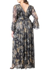Kiyonna Women's Plus Size Gilded Glamour Long Sleeve Evening Gown - Open Miscellaneous