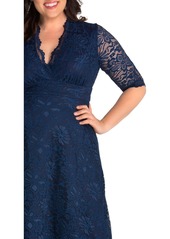 Kiyonna Women's Plus Size Mademoiselle Lace Cocktail Dress with Sleeves - Berry bliss