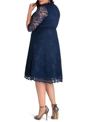 Kiyonna Women's Plus Size Mademoiselle Lace Cocktail Dress with Sleeves - Berry bliss