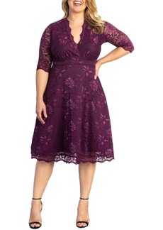 Kiyonna Women's Plus Size Mademoiselle Lace Cocktail Dress with Sleeves - Berry bliss