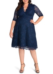 Kiyonna Women's Plus Size Mademoiselle Lace Cocktail Dress with Sleeves - Berry bliss