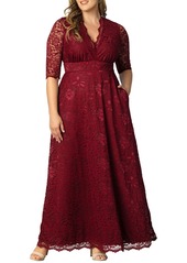 Kiyonna Women's Plus Size Maria Lace Evening Gown - Nocturnal navy