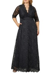 Kiyonna Women's Plus Size Maria Lace Evening Gown - Nocturnal navy