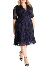 Kiyonna Women's Plus Size Mon Cherie Floral Lace Cocktail Dress - Gold