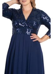 Kiyonna Women's Plus Size Paris Pleated Sequin Gown - Nocturnal navy