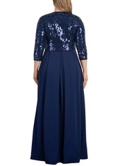 Kiyonna Women's Plus Size Paris Pleated Sequin Gown - Nocturnal navy