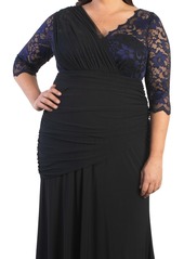 Kiyonna Plus Size Soiree Draped Evening Gown - Violet noir