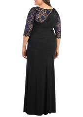 Kiyonna Plus Size Soiree Draped Evening Gown - Violet noir