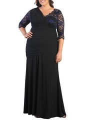 Kiyonna Plus Size Soiree Draped Evening Gown - Violet noir