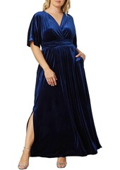 Kiyonna Plus Size Verona Velvet Evening Gown - Nocturnal navy