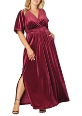 Kiyonna Plus Size Verona Velvet Evening Gown - Pinot noir