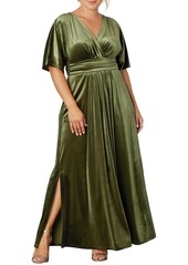 Kiyonna Plus Size Verona Velvet Evening Gown - Pinot noir