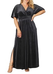 Kiyonna Plus Size Verona Velvet Evening Gown - Pinot noir