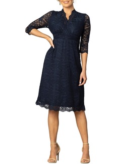 Kiyonna Women's Scalloped Boudoir Lace Cocktail Dress - Indigo blue