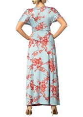 Kiyonna Women's Vienna Kimono Sleeve Long Maxi Dress - Cherry blossom print