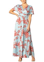 Kiyonna Women's Vienna Kimono Sleeve Long Maxi Dress - Cherry blossom print