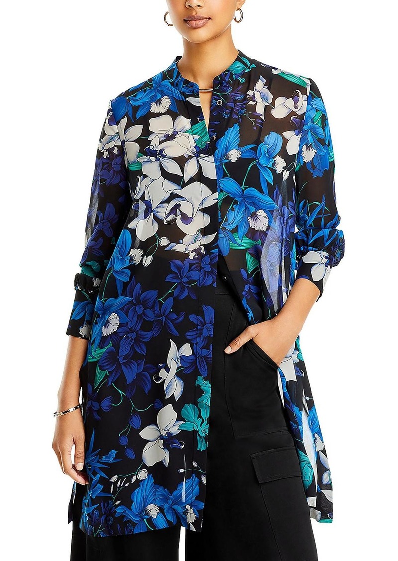 Kobi Halperin Amy Womens Floral Print Button-Down Blouse