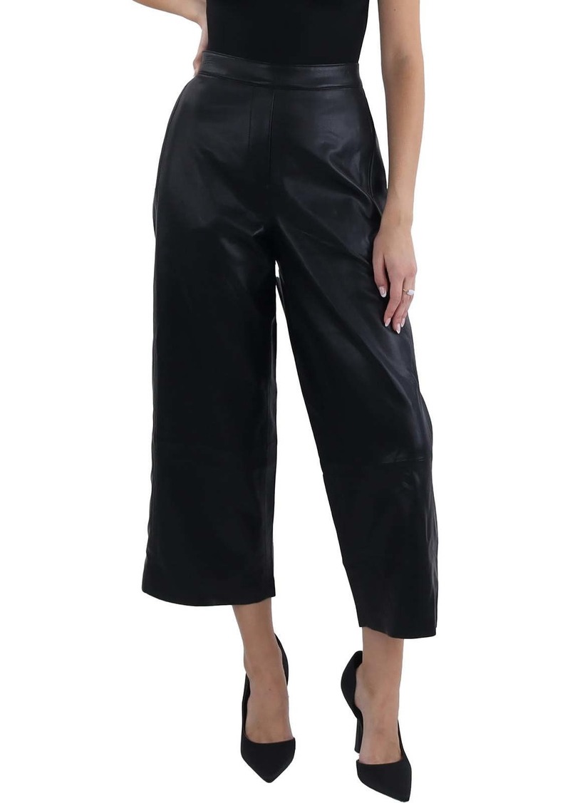 Kobi Halperin Bernie Womens Faux Leather Mid-Rise Wide Leg Pants