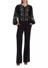 Kobi Halperin Bridgette Cotton-Silk Embroidered Blouse