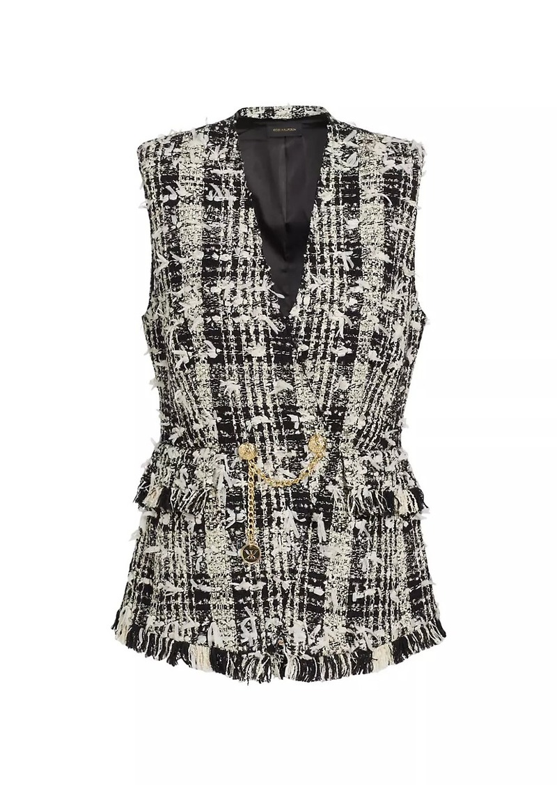 Kobi Halperin Danni Plaid Tweed Fitted Vest