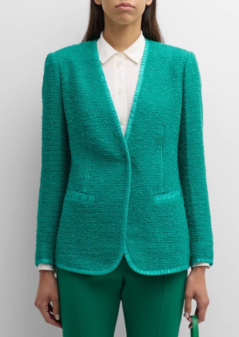 Kobi Halperin Evangeline V-Neck Snap-Front Tweed Jacket
