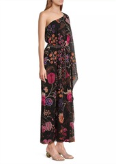 Kobi Halperin Hazel Floral Chiffon One-Shoulder Maxi Dress