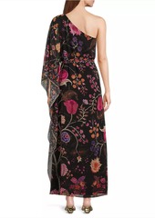 Kobi Halperin Hazel Floral Chiffon One-Shoulder Maxi Dress