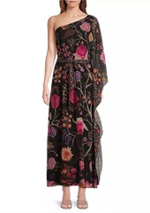 Kobi Halperin Hazel Floral Chiffon One-Shoulder Maxi Dress