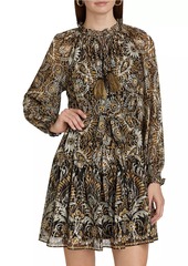 Kobi Halperin Kaye Metallic Jacquard Tie-Waist Dress