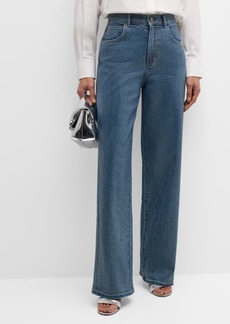 Kobi Halperin Kendall Mid-Rise Diamante Straight-Leg Denim Jeans