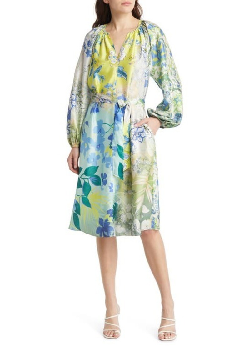 KOBI HALPERIN Arbor Floral Print Long Sleeve Dress