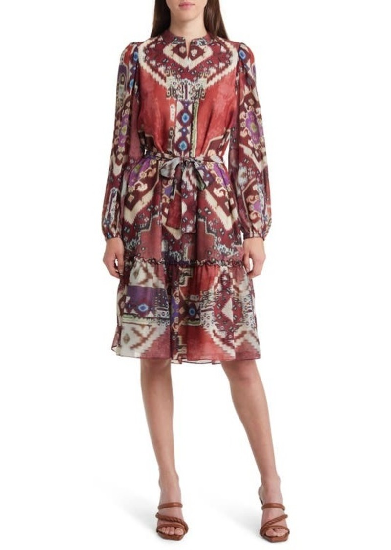 KOBI HALPERIN Candace Portofino Print Long Sleeve Dress