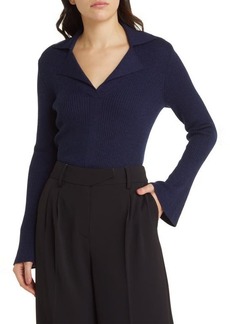 KOBI HALPERIN Collar Wool Rib Sweater