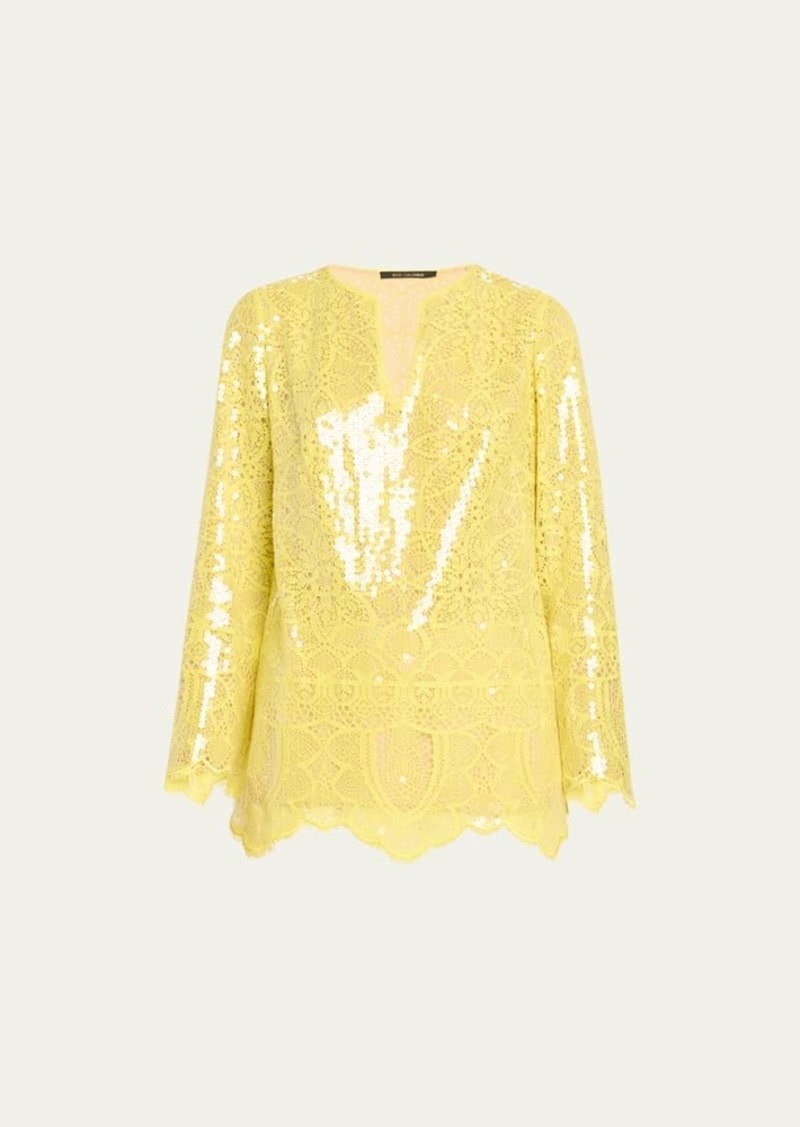 Kobi Halperin Ellie Scalloped Sequin Lace Blouse