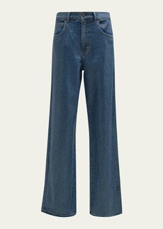 Kobi Halperin Kendall Mid-Rise Diamante Straight-Leg Denim Jeans