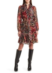 KOBI HALPERIN Sami Floral Ruffle Balloon Sleeve Chiffon Dress