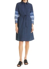 KOBI HALPERIN Sapir Snake Print Accent Cotton Shirtdress