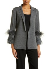 KOBI HALPERIN Soleil Feather Trim Wool Blend Blazer