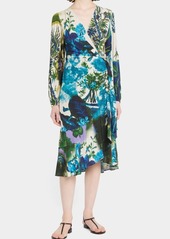 Kobi Halperin Zuri Floral-Print Blouson-Sleeve Midi Dress