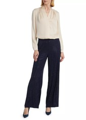 Kobi Halperin Lane Embellished Silk-Blend Wide-Leg Pants