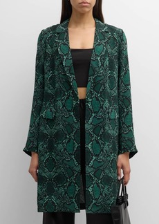 Kobi Halperin Leah Snakeskin-Print Side-Slit Coat