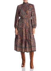 Kobi Halperin Lena Womens Paisley Smocked Midi Dress