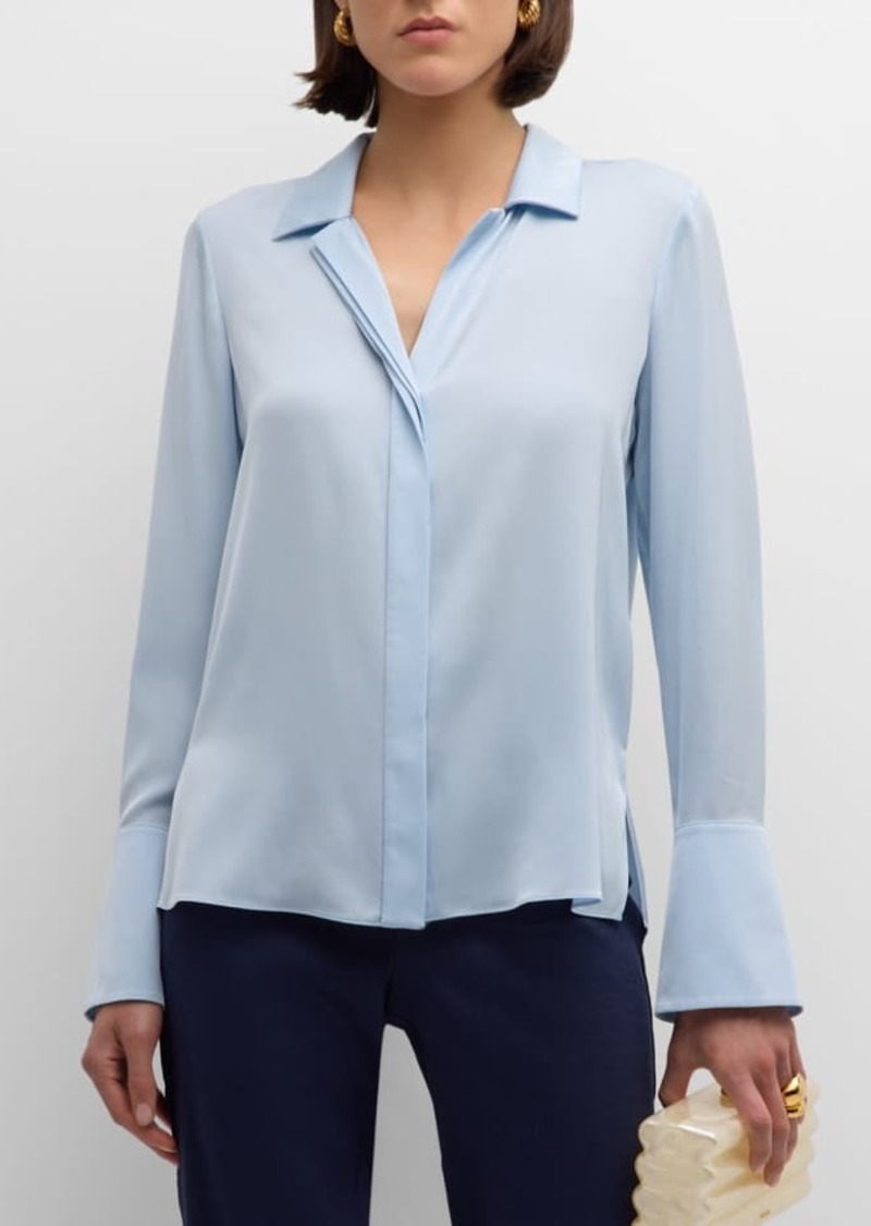 Kobi Halperin Liv Split-Cuff Stretch Silk Blouse