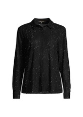 Kobi Halperin Lucia Embellished Stretch Lace Button-Front Blouse