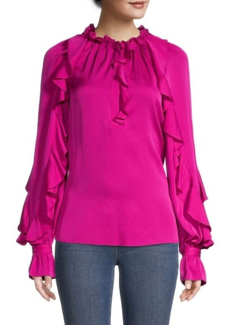 Kobi Halperin Mikki Stretch Silk Ruffle Blouse