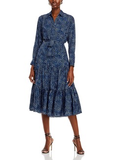 Kobi Halperin Montanna Womens Animal Print Midi Shirtdress