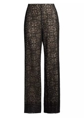 Kobi Halperin Piper Geometric Cotton-Blend Chantilly Lace Flare Pants