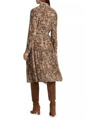 Kobi Halperin Snakeskin Belted Midi-Dress