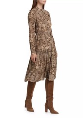 Kobi Halperin Snakeskin Belted Midi-Dress